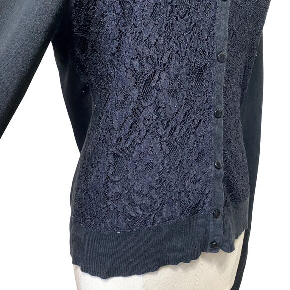 Merona Lace Front Button Down Cardigan Gothic Whimsygoth Emo Coquette Grunge - Picture 7 of 12